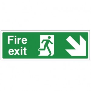 fire exit signage going to right side downstairs
